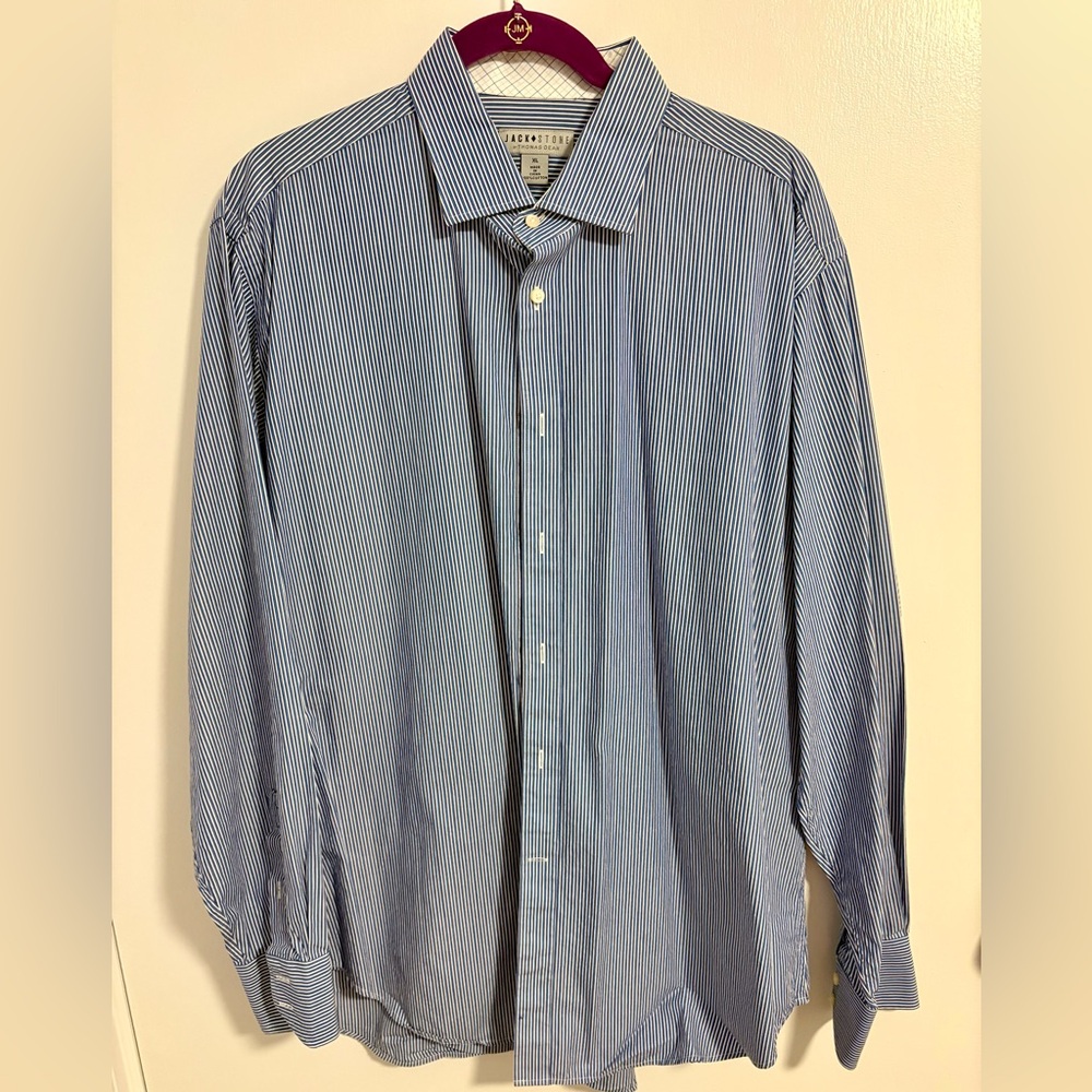 Jack Stone Men's Blue Stripe Dress Shirt size XL